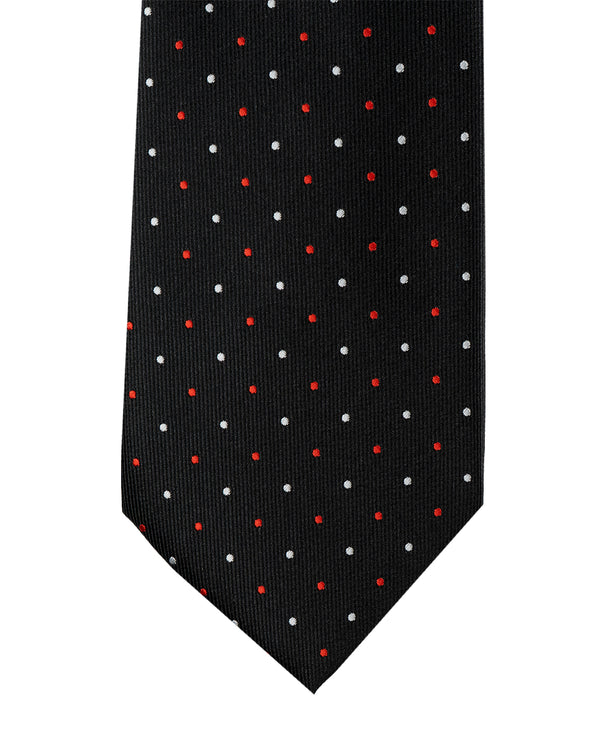 Knightsbridge Extra Long Spotted Tie (black/red)
