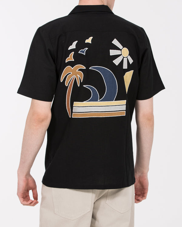 2t Bruce Tall Revere Collar Shirt (black embroidered)