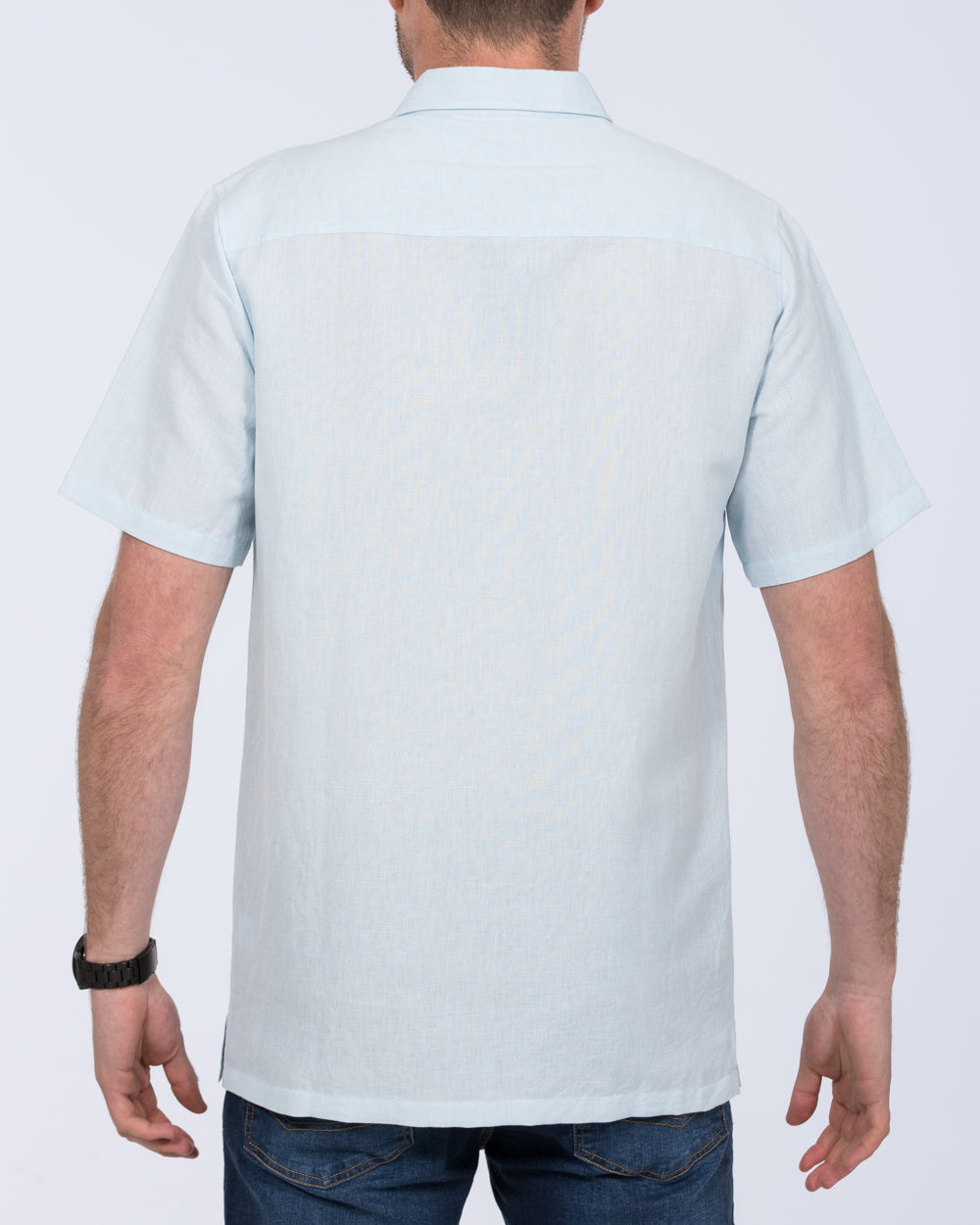 2t Tall Short Sleeve Linen Blend Shirt (pale blue)