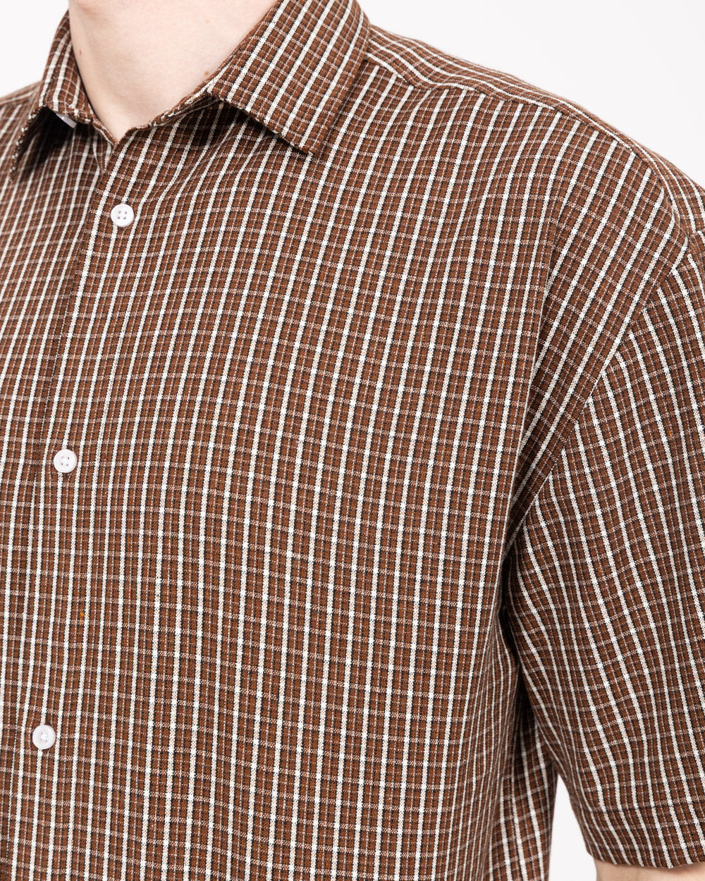 2t Tall Mens Murdo Boxy Short Sleeve Shirt (brown check) | Tall