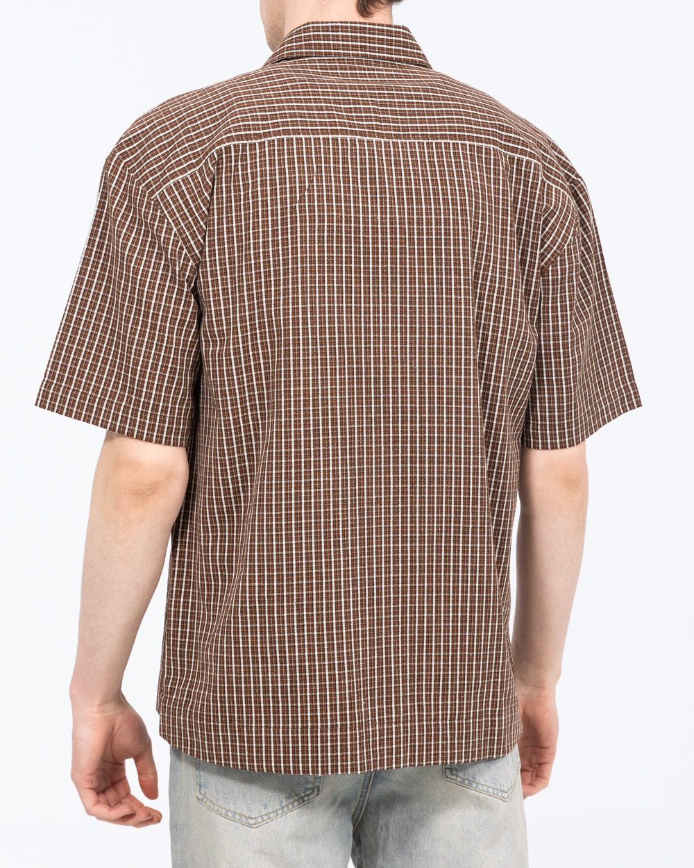 トップス oversized B D check short sleeve shirt 2t Tall Mens Murdo Boxy Short Sleeve Shirt (brown check) | Tall