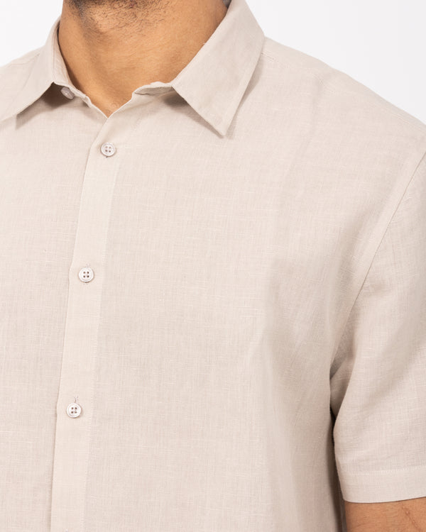 2t Tall Short Sleeve Linen Blend Shirt (stone)