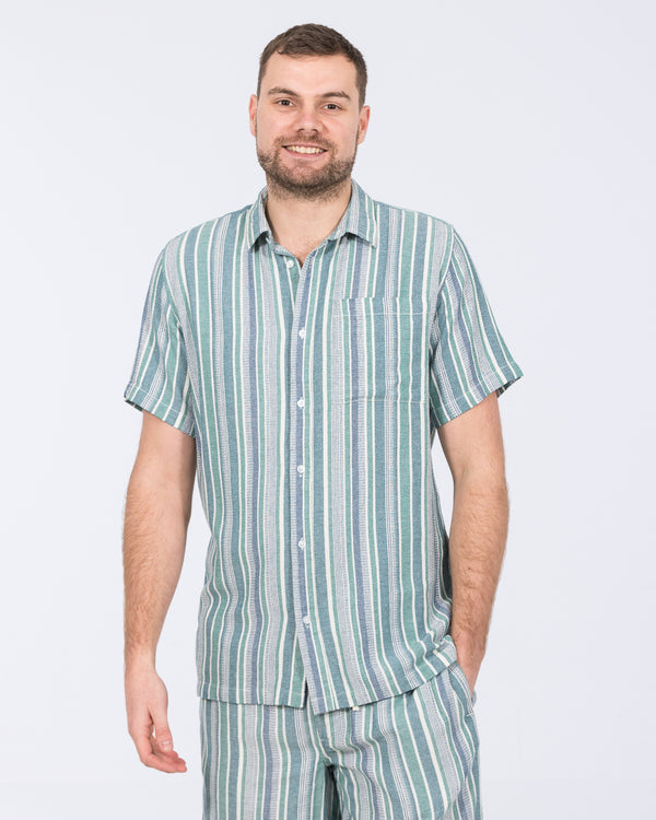 2t Greg Tall Short Sleeve Striped Shirt (green)