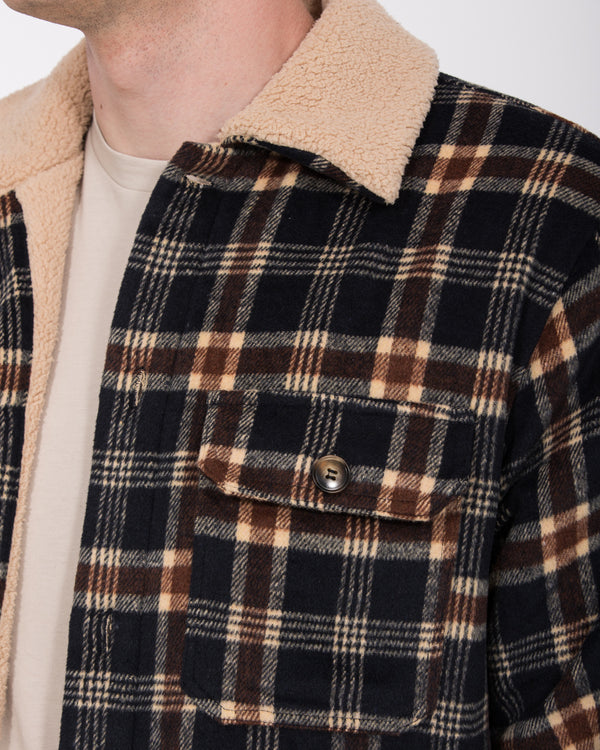 2t Cooper Tall Sherpa Lined Shacket (blue check)