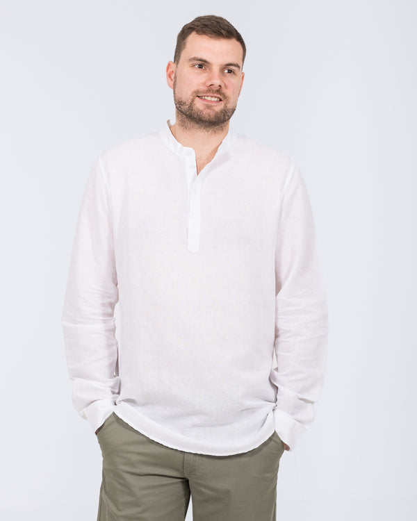 2t Cruz Tall Half Placket Linen Shirt (white)