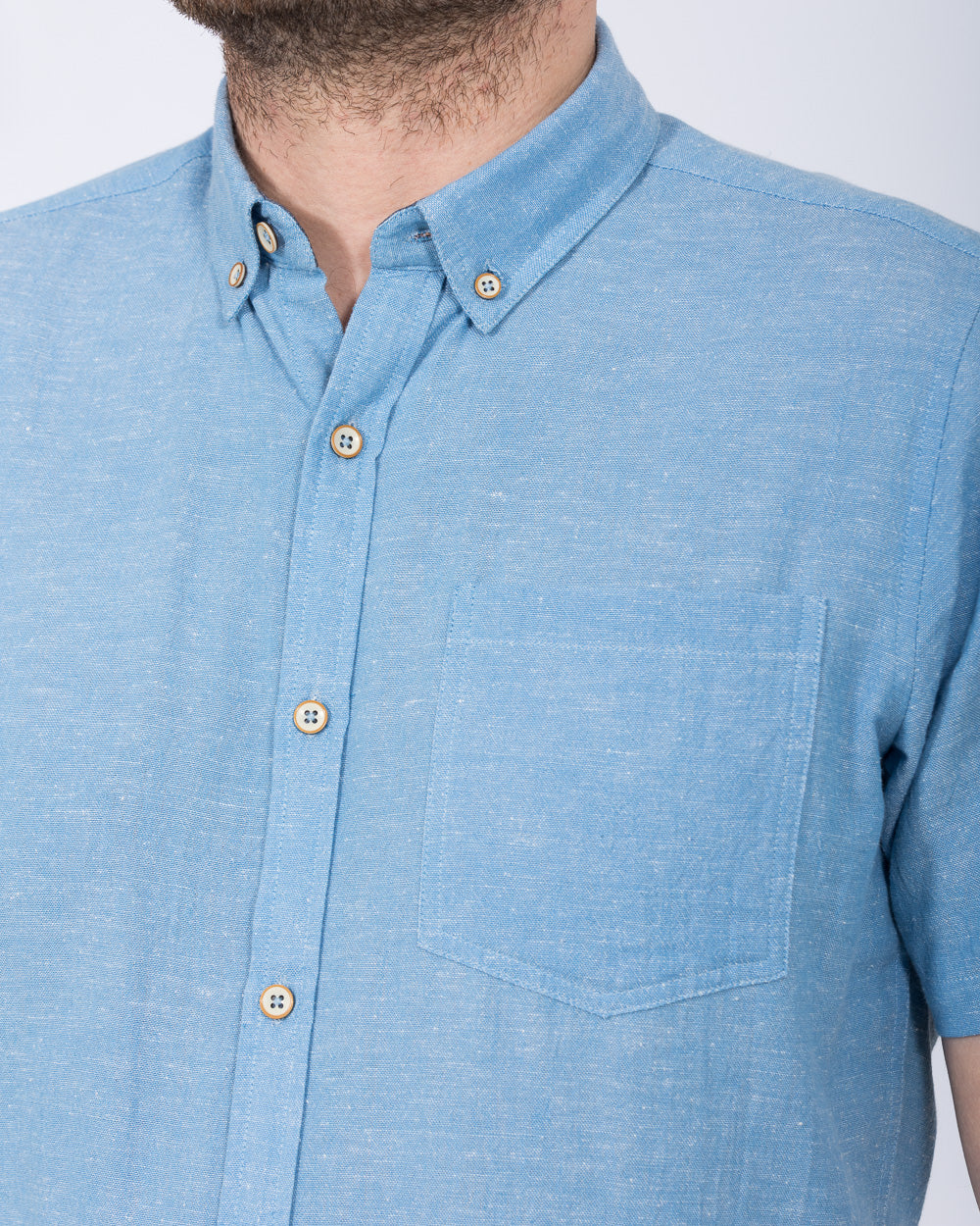 2t Tall Mens Short Sleeve Linen Blend Shirt (mid blue