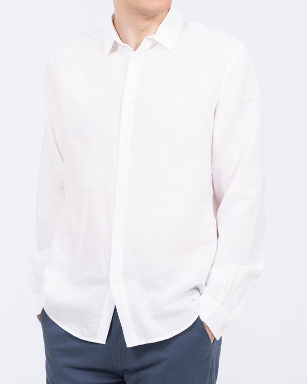 2t Tall Long Sleeve Linen Blend Shirt (white)