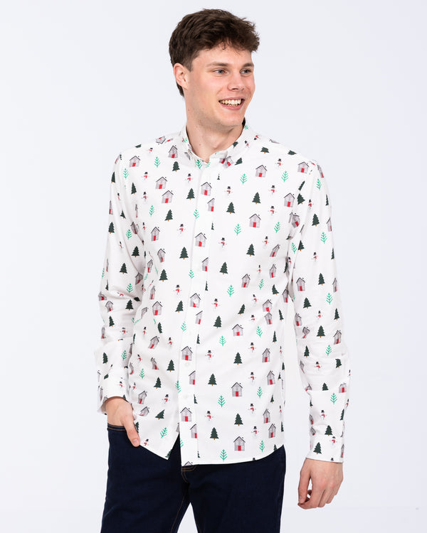 2t Tall Christmas Print Oxford Shirt (white pattern)