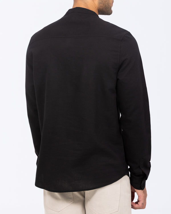 2t Cruz Tall Half Placket Linen Shirt (black)
