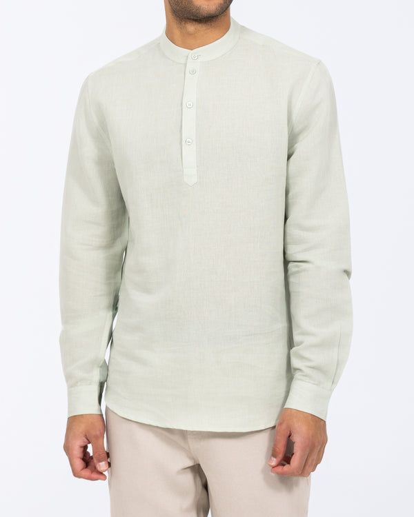 2t Cruz Tall Half Placket Linen Shirt (sage)