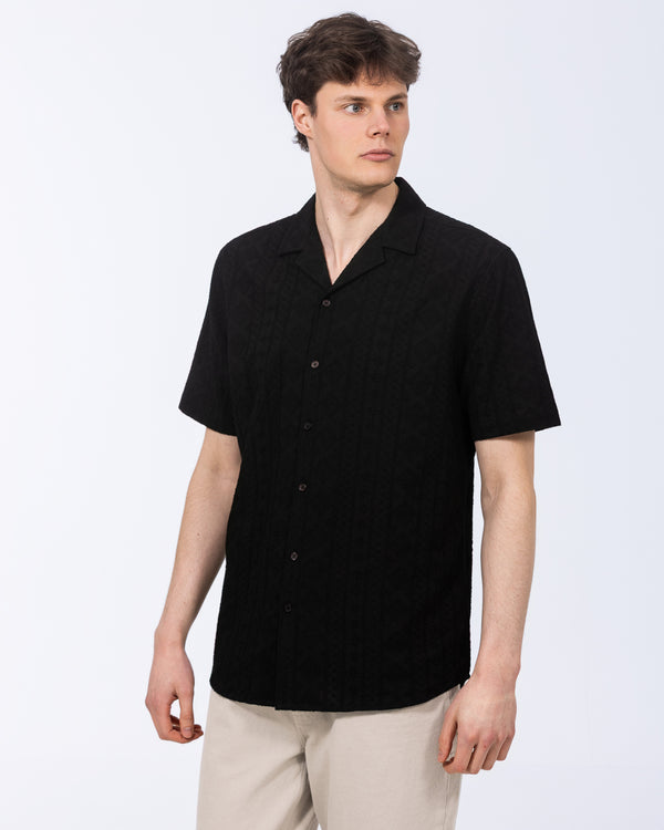 2t Daryn Tall Embroidered Jacquard Shirt (black)