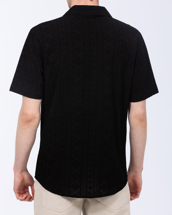 2t Daryn Tall Embroidered Jacquard Shirt (black)