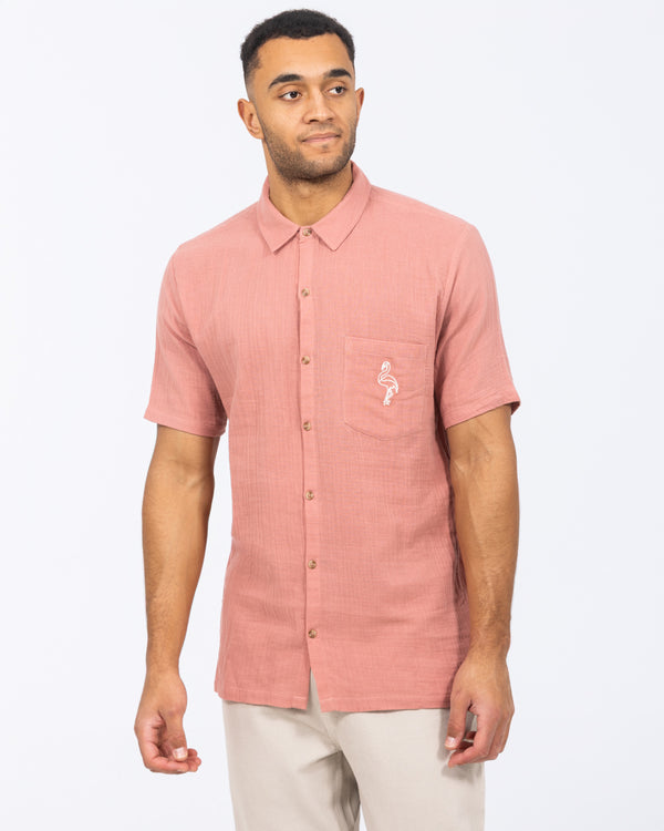 2t Grayson Tall Short Sleeve Embroirdered Shirt (pink)