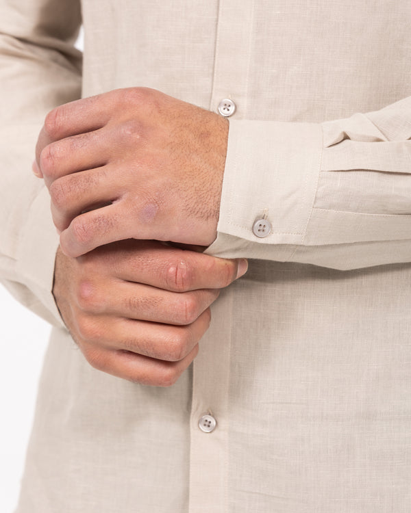 2t Tall Long Sleeve Linen Blend Shirt (stone)