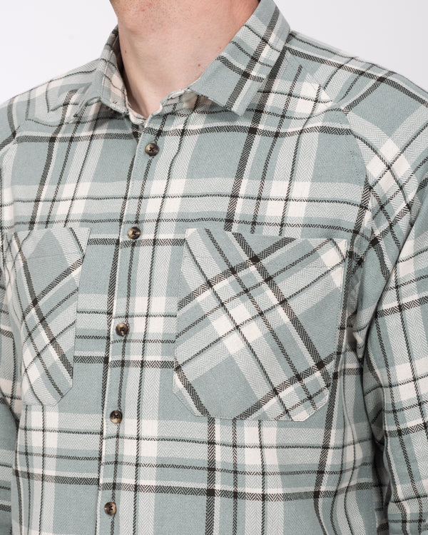 2t Bradley Tall Relaxed Fit Raglan Checked Shirt (aqua/ecru)