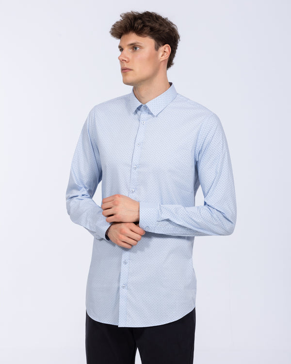 2t Slim Fit Extra Tall Formal Shirt (blue patterned)