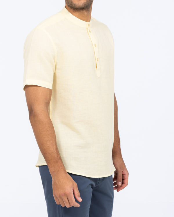 2t Cruz Tall Short Sleeve Linen Blend Shirt (lemon)