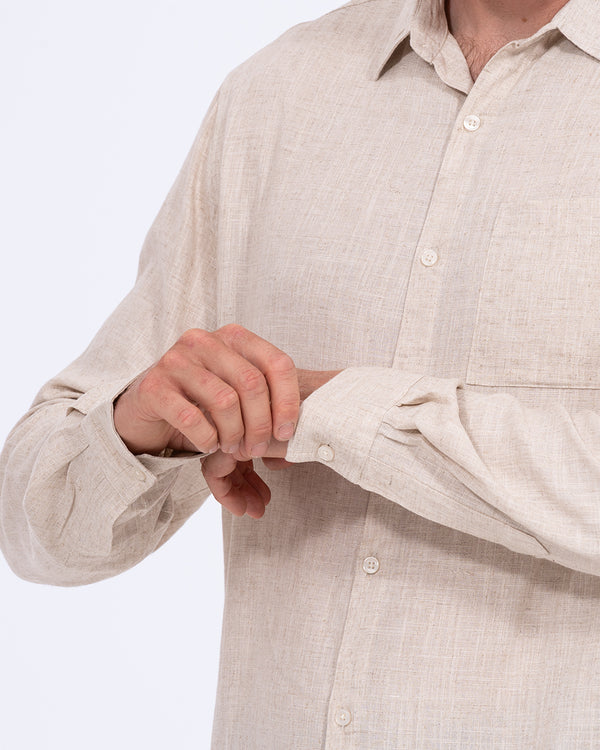 2t Tall Long Sleeve Linen Blend Shirt (natural)