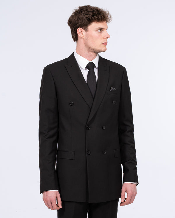 Skopes Double Breasted Slim Fit Tall Suit (black)