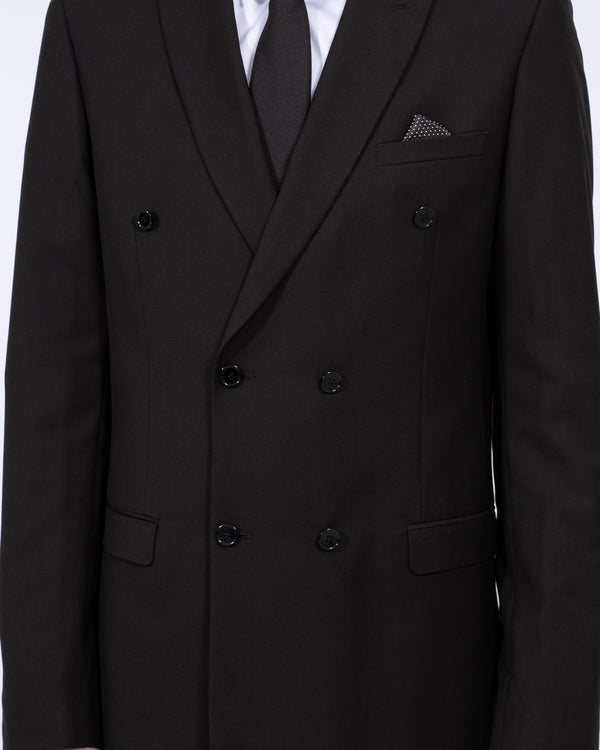 Skopes Double Breasted Slim Fit Tall Suit (black)