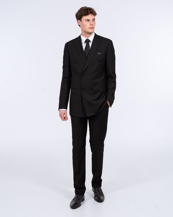 Skopes Double Breasted Slim Fit Tall Suit (black)