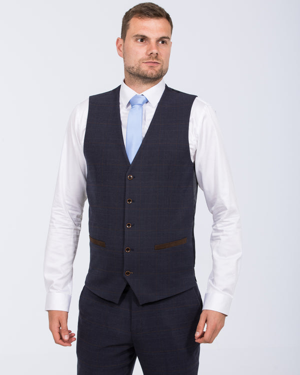 Skopes Guildford Slim Fit Tall Suit Waistcoat (navy check)