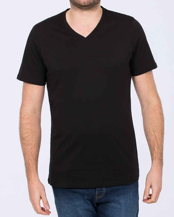 2t Felix Tall Mens Extra Long V-Neck T-Shirt (black) | Tall Mens ...