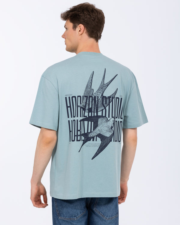 2t Brad Tall Oversized T-Shirt (printed titanium blue)