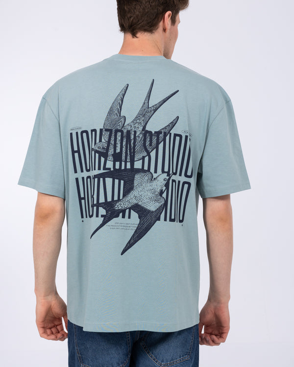 2t Brad Tall Oversized T-Shirt (printed titanium blue)