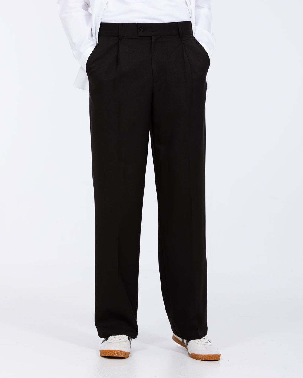2t Saxon Tall Mens Wide Leg Trousers (black) | Tall Mens Clothing