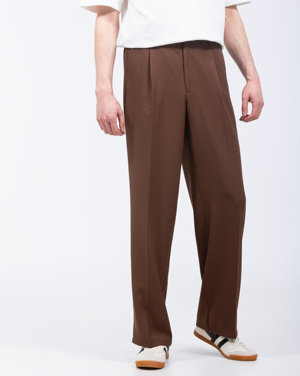 2t Saxon Tall Wide Leg Pleated Trousers (chocolate)