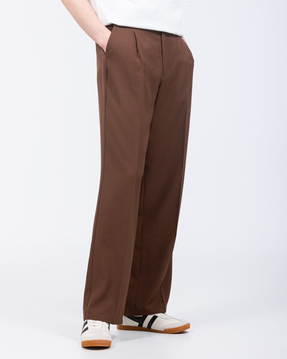TTT MSW Polyester straight slacks（BROWN） Trousers_202t_20Saxon_20Wide_2