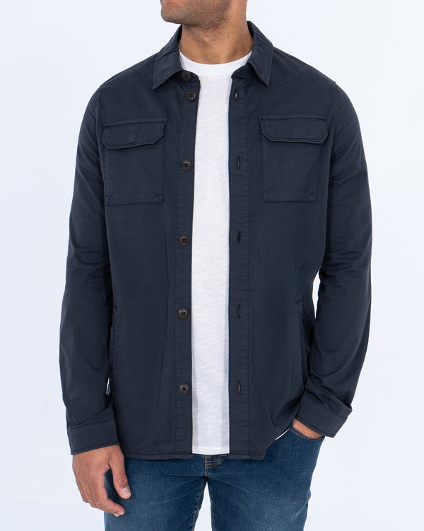 Redpoint Vico Tall Mens Extra Long Shacket (navy) | Tall Mens Clothing ...