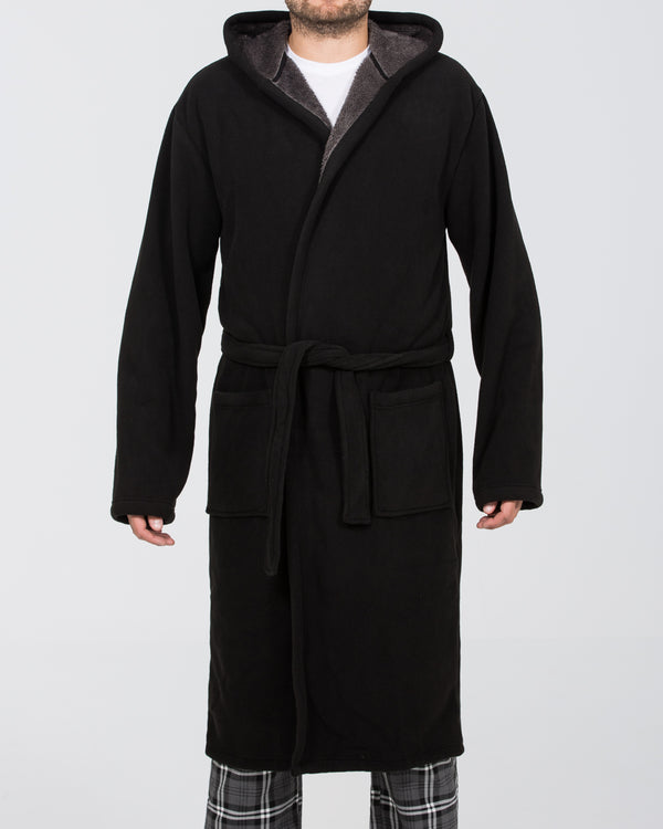 2t Extra Long Tall Hooded Fleece Dressing Gown Housecoat (black/charcoal) | Tall Mens Clothing | 2tall.com 2t Extra Long Tall Hooded Fleece Dressing Gown Housecoat (black/charcoal) | Tall Mens Clothing | 2tall.com