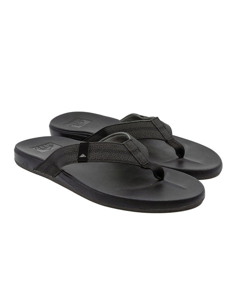 Reef Cushion Bounce Phantom Sandals – Men's Flip Flops, Black Faux Leather, Sizes 7-15