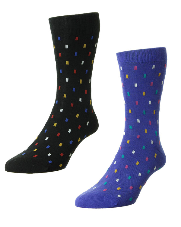HJ Hall Egyptian Cotton Dashes Socks 2 Pack