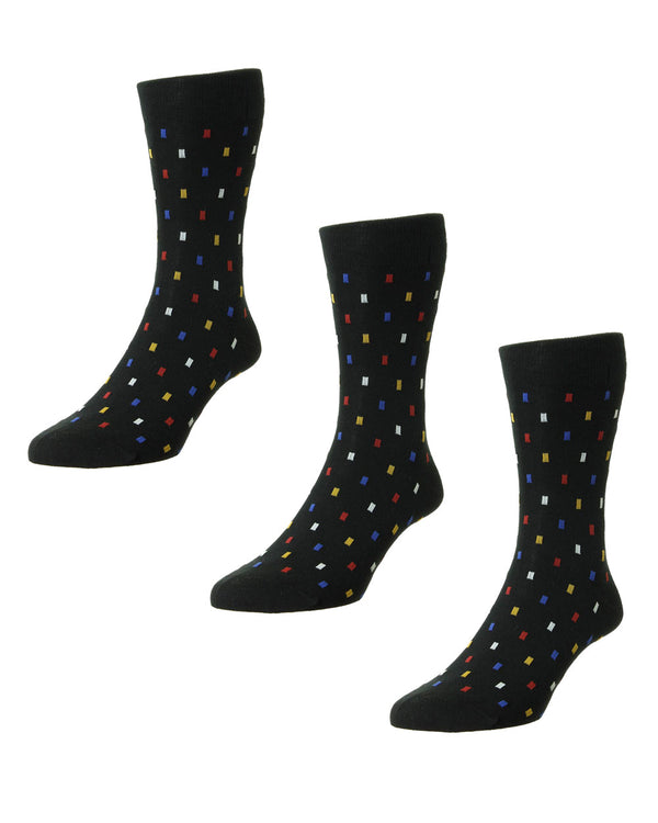 HJ Hall Egyptian Cotton Dashes Socks 3 Pack