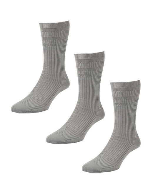 HJ Hall Softop Cotton Socks 3 Pack (grey)