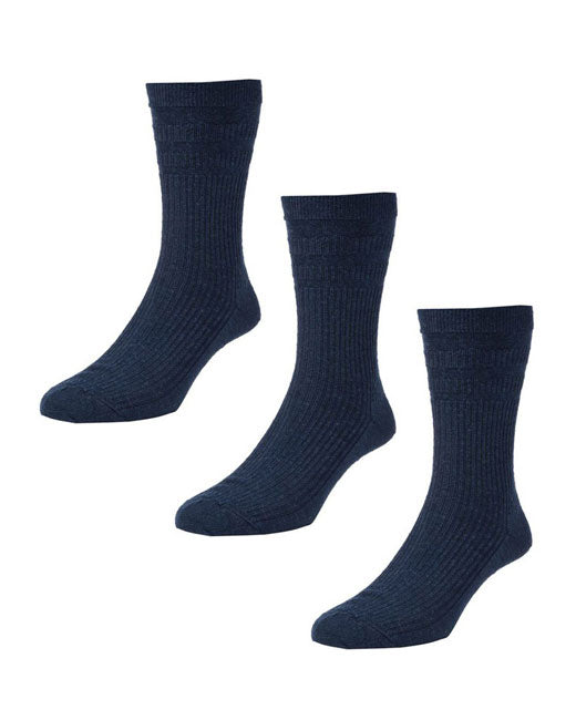 HJ Hall Softop Wool Socks 3 Pack (navy)