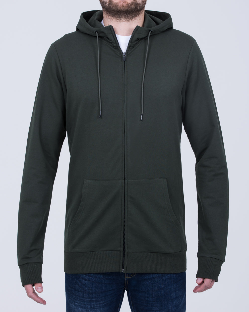 2t Zip Up Extra Long Tall Mens Training Hoodie dark olive Tall Mens Clothing 2tall