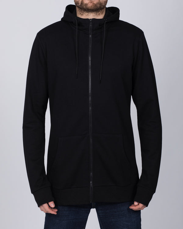 2t Zip Up Extra Long Tall Mens Active Hoodie (black) Tall Mens