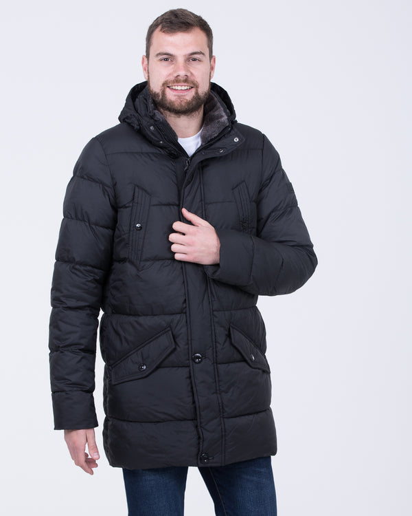 Cabano Extra Long Longer Tall Puffer Mens Jacket Coat (black
