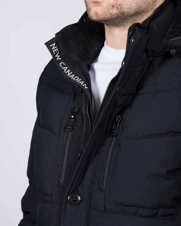Cabano Extra Long Longer Tall Puffer Mens Jacket Coat (navy