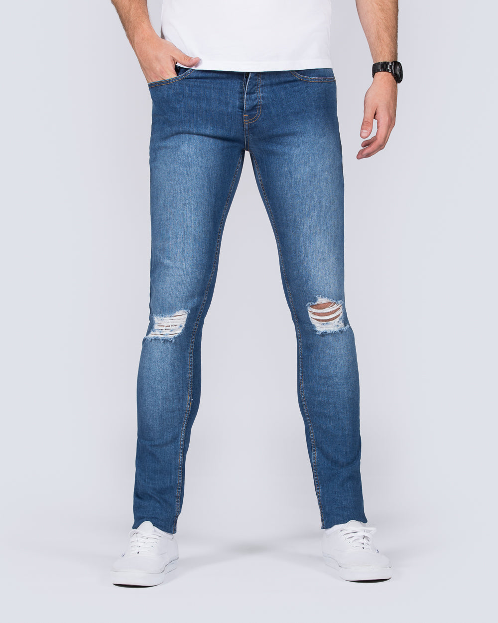 Ripped Skinny Fit Tall Mens Extra Long 36 38 40 Inside leg Jeans  (stonewash) | Tall Mens Clothing | 2tall.com