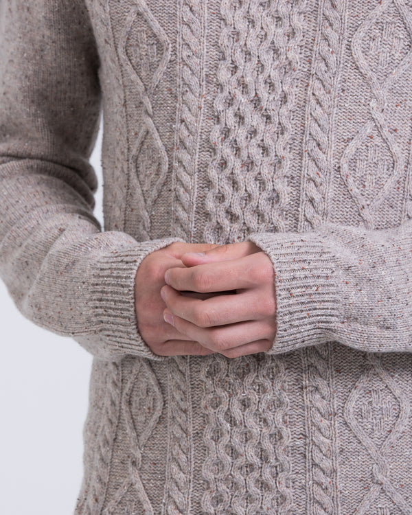 2t Aran Crew Neck Lambswool Jumper (pebble)