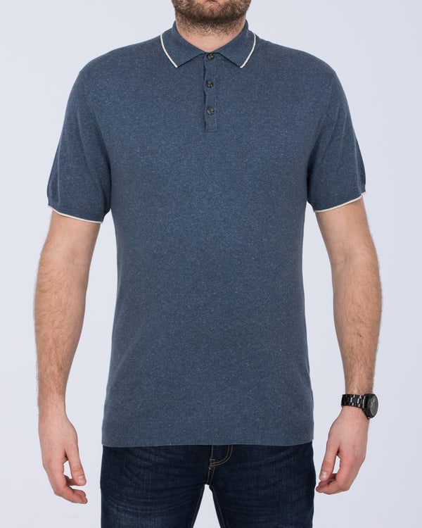 2t Slim Fit Tall Cotton Knitted Polo Shirt (indigo)