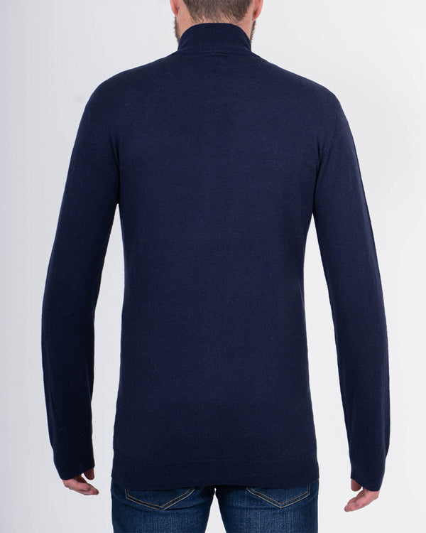2t Extra Long Longer Full Zip Tall Jumper (navy) Mens sweater