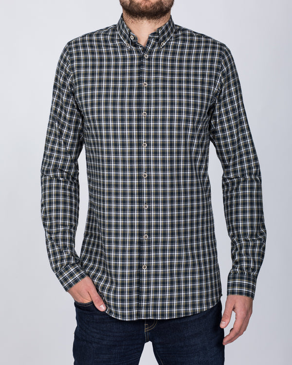2t Slim Fit Long Sleeve Tall Shirt (navy/olive check)
