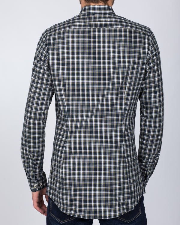2t Slim Fit Long Sleeve Tall Shirt (navy/olive check)