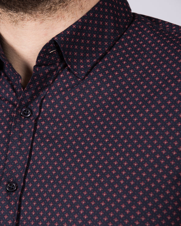 2t Luca Slim Fit Tall Shirt (navy red)